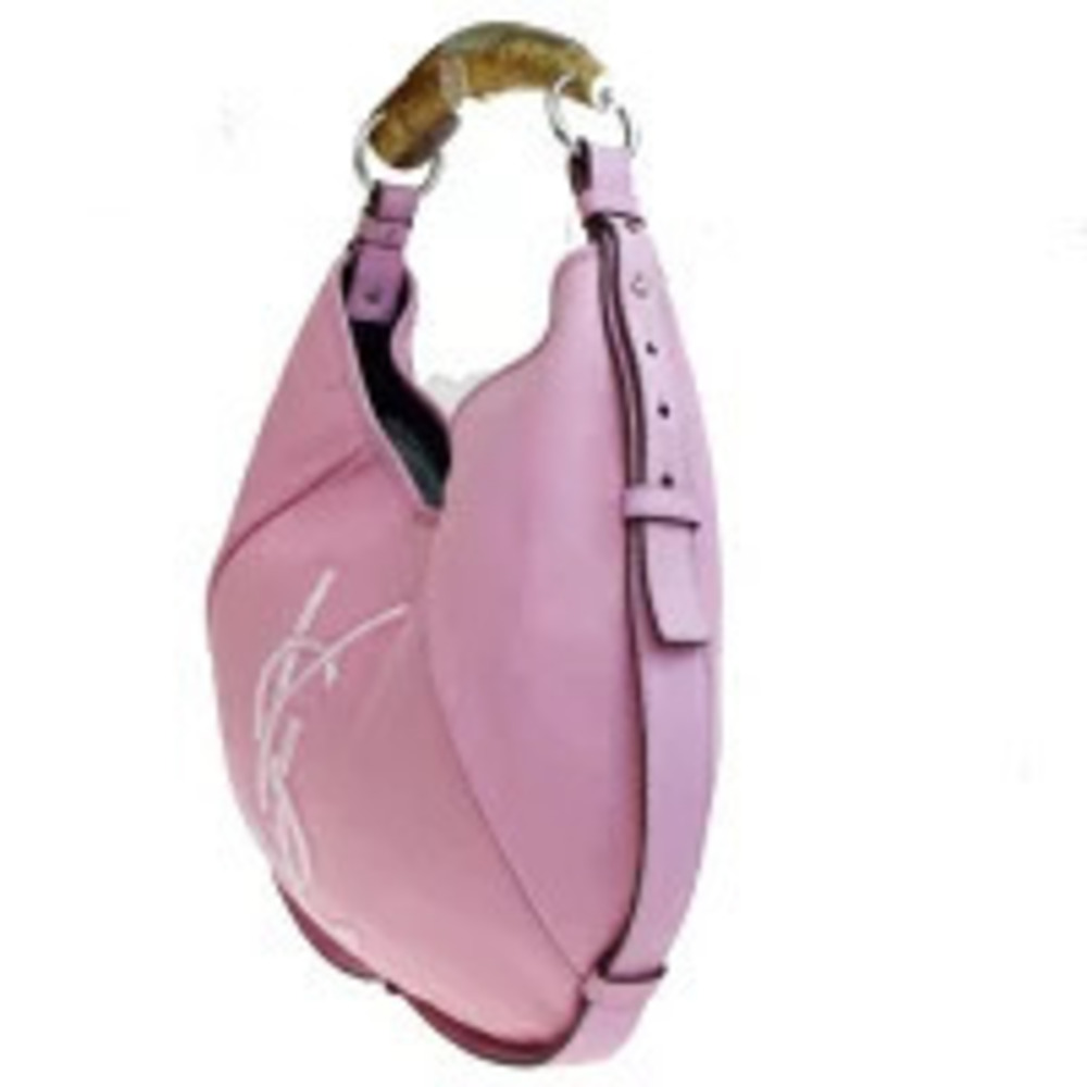 Saint Laurent Yves Mombasa shoulder bag horn pink canvas leather velour - Picture 2 of 7